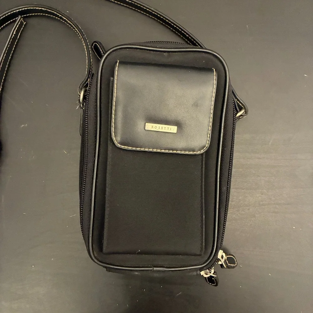 Rosetti Black Crossbody Organizer Bag Smartlyne Built-in Wallet Travel Pouch